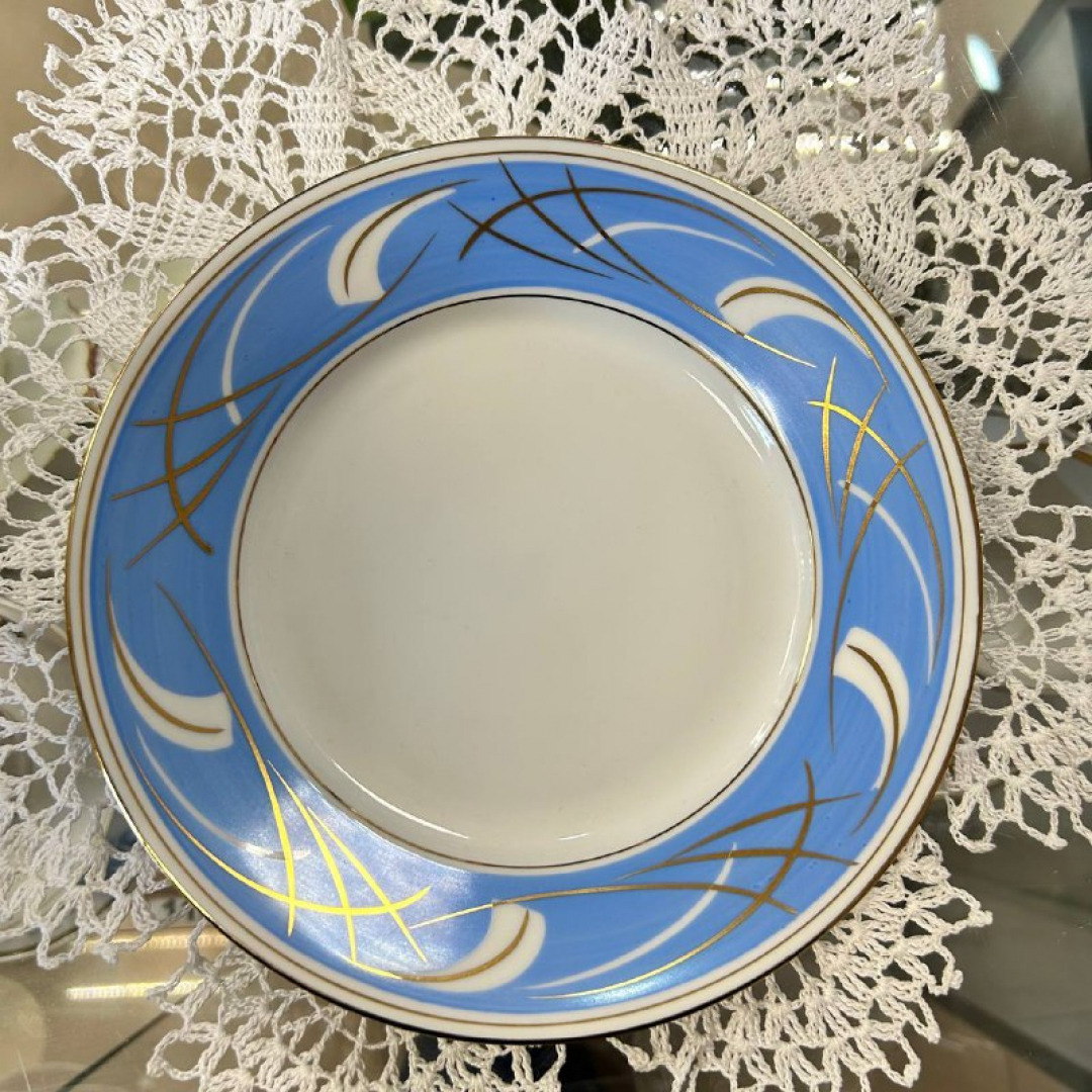 Чайное трио Fortuna Eisenberg Germany. Фарфор, деколь, позолота. Винтаж. Дефект. Картинка 8